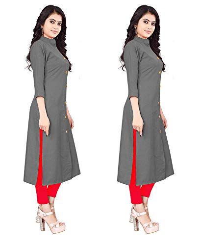 Image of NATEK Women's Cotton Straight Plain Kurtis Combo Pack of 2