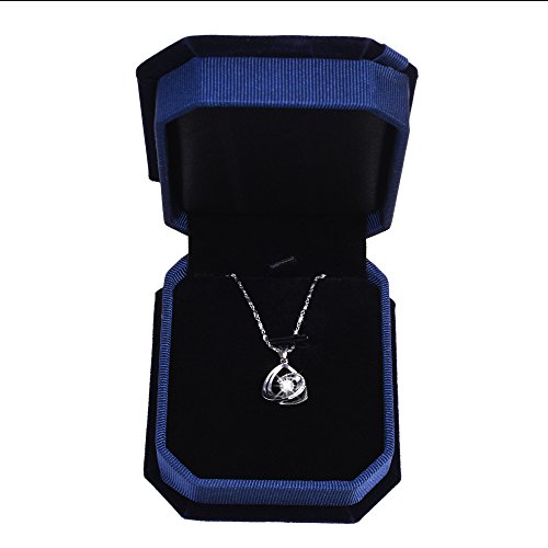 Cosmos Blue Color Velvet Necklace Gift Box Pendant Gift Box Octagonal Jewelry Box With Bow #TOP4
