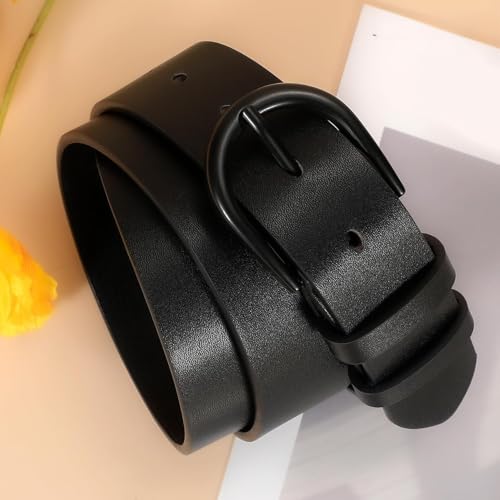 Women's Black Leather Belt - Pin Buckle Waist Belt for Jeans & Dresses (XL Size)4
