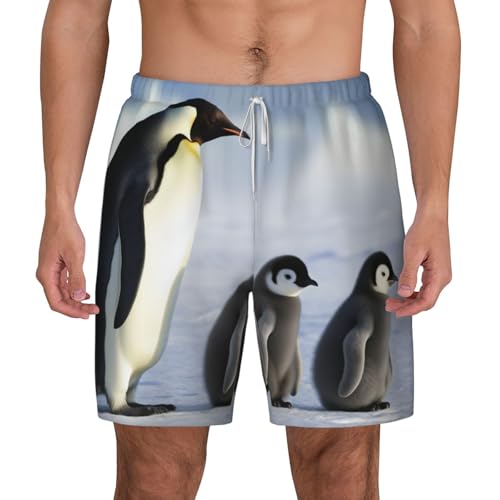 Short de bain séchage rapide homme avec cordon ajustable motif pingouins de plage