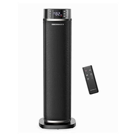 TaoTronics Space Heater, 1500W Fast Quiet Heating Ceramic Tower Electric Heater Oscillating Portable Heaters for Indoor/Office/Bedroom/Living Room,Remote Control Thermostat ECO Mode 12H Timer