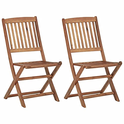 ShGaxin Sillas Plegables de jardín 2 Unidades, Sillas Terraza Exterior, Silla Playa Jardin, Sillas Exterior Jardin, Sillas Balcon, Madera Maciza de Acacia