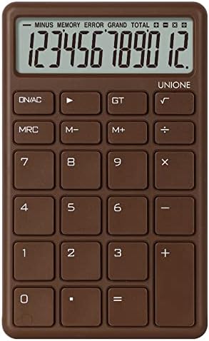 UNIONE Pocket & Desktop Brown Calculator with a Bright LCD, Dual Power Handheld Desktop. Color. Business, Office, High School