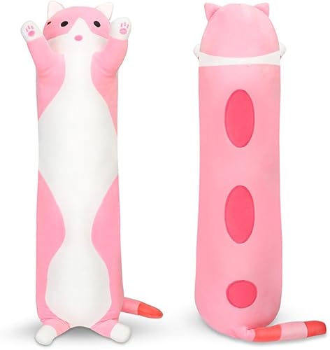 COGINQUS Almohada de peluche para abrazar gato,Juguete de peluche grande y largo para gato,Almohada de peluche de gato de peluche de gatito Almohada