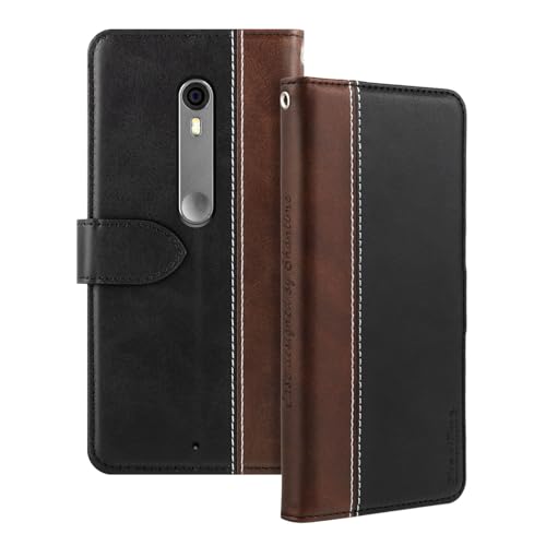 Shantime Leather Flip Case Compatible with Moto X Pure Case with Card Holder RFID Blocking Magnetic Kickstand Slim Fit Business Protective Cover(Black)