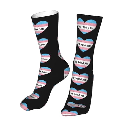 He Him His Transgender Pride Pattern Socks Sport Socks For Women Men Breathable Long Socks For Running Athletic Travel, Black4