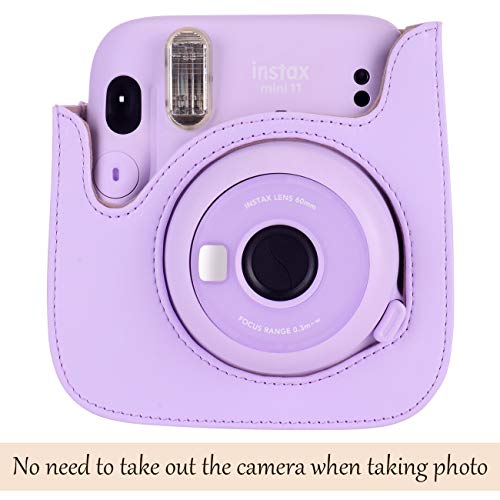 Tiessic Instant Mini 11 Case Compatible With Fujifilm Instax Mini 11 Camera With Shoulder Strap And Pocket - Lilac Purple #TOP2
