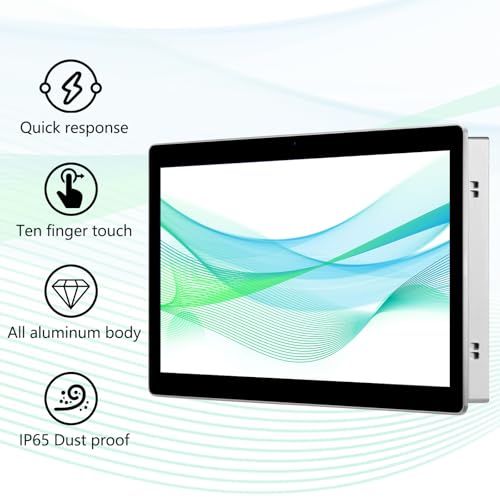 Image of 21.5 inch Aluminum Flat Embedded Industrial Touch Screen Monitor,HDMI /VGA /DVI Interface, Capacitive Touch Screen Monitor Supports 10 Points Touch,1920 x 1080 @ 60Hz