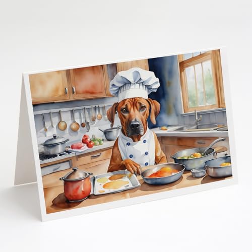 Caroline's Treasures Rhodesian Ridgeback The Chef Greeting Cards Pack of 8 Blank Cards with Envelopes Whimsical A7 Size 5x7 Blank Note Cards