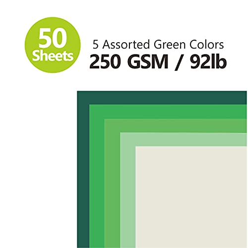 Green Colored Cardstock Thick Paper 50 Sheets, 8.5" X 11" Heavyweight 92Lb Cover Card Stock For Crafts And Diy Cards Making #TOP1