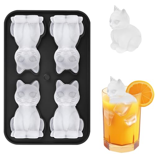 Molde para cubitos de hielo 3D con diseño de gato de silicona miniatura 1