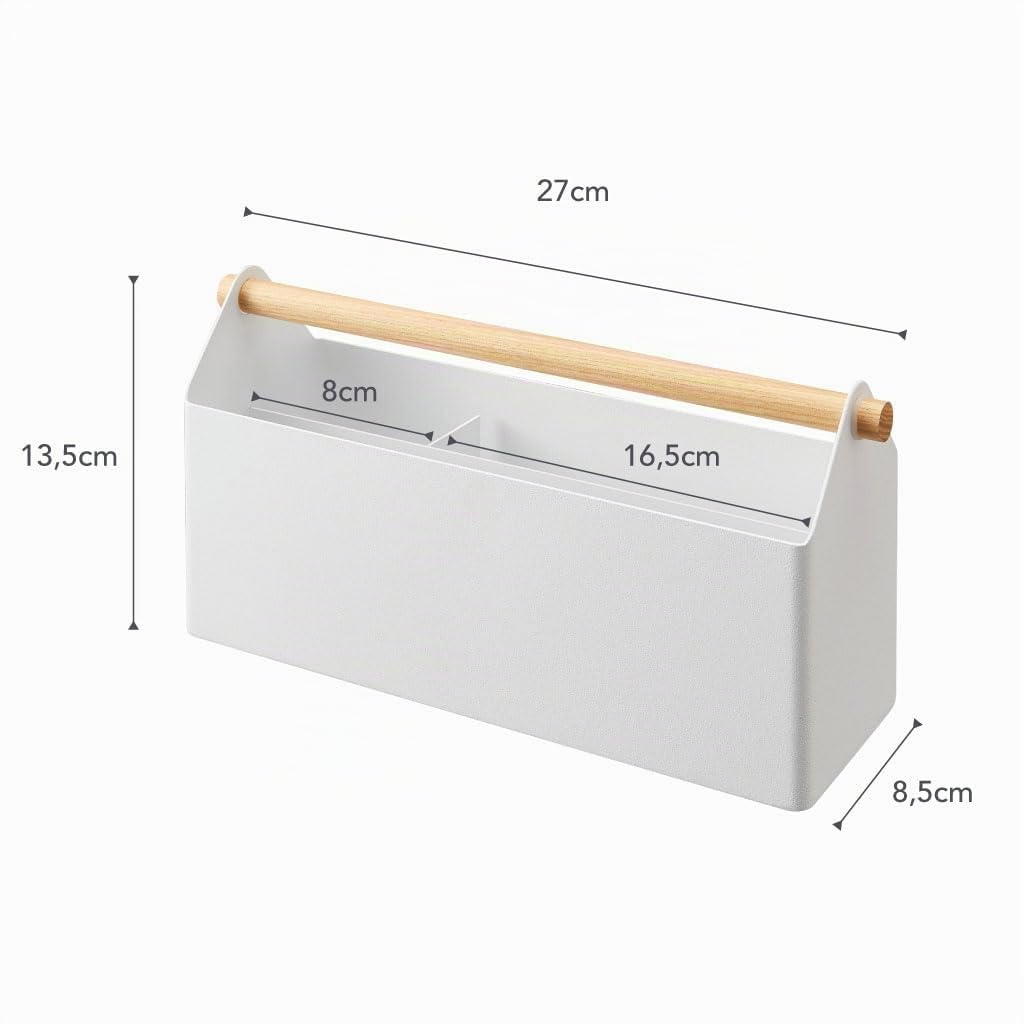 YAMAZAKI 4152 TOSCA Pen Stand Wide, white, Steel/Wood, 27 x 8.5 x 13.5 cm