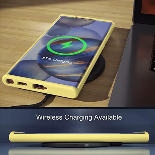 OHLIGIA Samsung Galaxy S22 Ultra Liquid Silicone Case Slim Protective 3 Layer Shockproof Phone Cover (6.8") with Anti-Scratch Soft Microfiber Lining for Galaxy S22Ultra (2022) (Yellow)