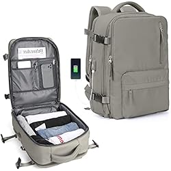 Maletas Viro Precio mochila viaje avion 45x36X20 Equipaje de Mano para cabina 40x30x20 para vueling, EasyJet, ryanair, bolsas de Senderismo impermeable para hombre, mujer, Gris marrón S