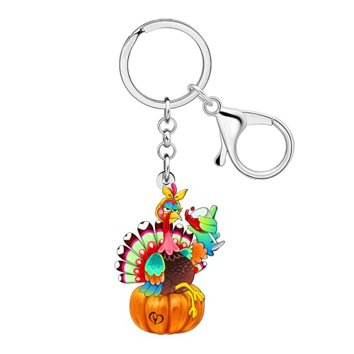 Porte-clés d'Automne en acrylique motif dinde et potiron pour femmes