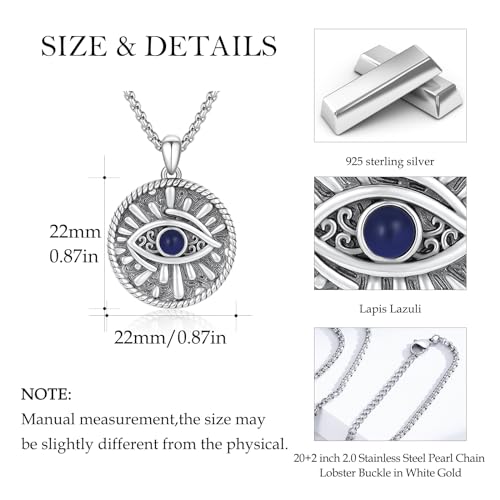 Evil Eye Necklace 925 Sterling Silver Blue Evil Eyes Pendant Protection Charm Necklaces with Stainless Steel Chain Jewelry Gifts for Men Women3