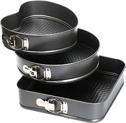 Non-Stick Springform Cake Pan Set of 3 Pieces, Round with Quick Release Latch, Perfect for Cakes, Muffins, Bread, Pastries & Microwave OTG Oven and Dishwasher Safe,Black