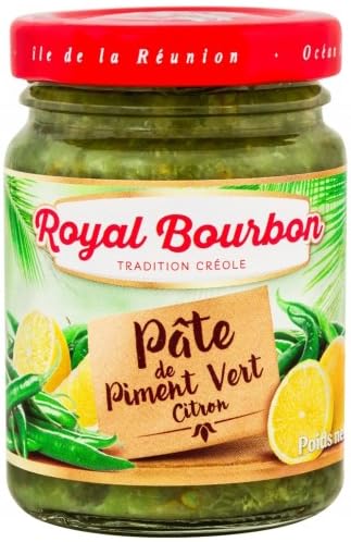 ROYAL BOURBON – Isla de la Reunión – Pasta de chile de cristal de 90 g: (Pimiento verde limón, pimienta verde limón, lote de 1 olla de 90 g)