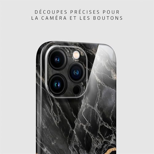 Coque iPhone 16 Pro antichoc marbre noir pailleté protection rigide dos - 7