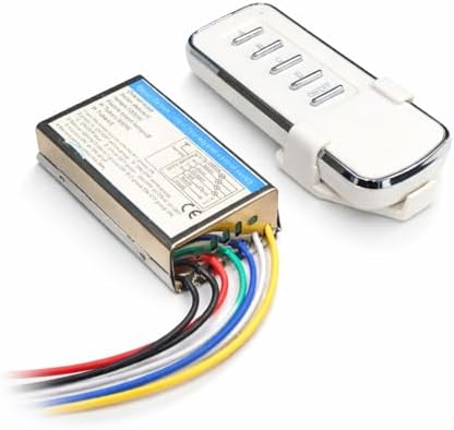 ROBOWAY 433MHz RF 4 Channel Remote Control Switch | AC 220-240V Wireless Receiver | 5 Button White Remote | Metal Body Relay Controller for Lights & Home Automation