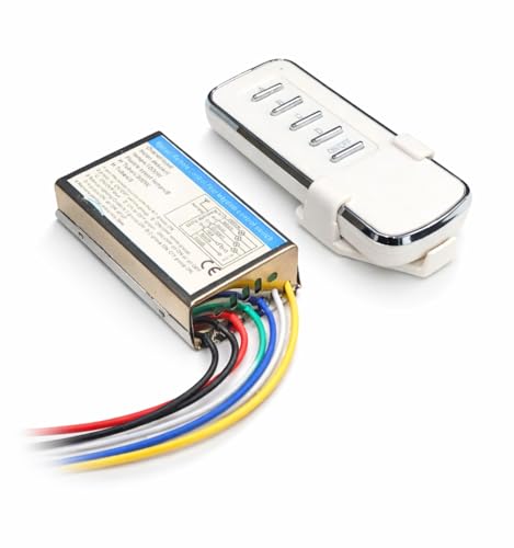 Image of ROBOWAY 433MHz RF 4 Channel Remote Control Switch | AC 220-240V Wireless Receiver | 5 Button White Remote | Metal Body Relay Controller for Lights & Home Automation