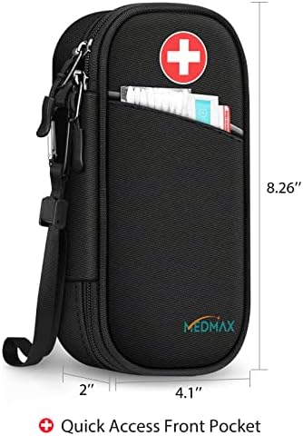 MEDMAX Insulin Cooler Travel Case with 2 Ice Pack, Water Resistant Insulated Diabetic Medication Organizer Carrying Bag with Extra Pouch for Insulin Pen and Other Diabetic Supplies, (Black)