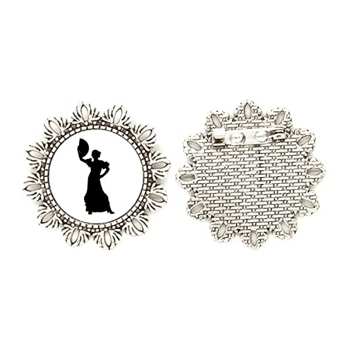 Broche de plata de bailarina y flor mediana regalo para mujer