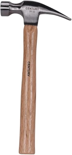 Century Drill & Tool 72278 Martillo de garra recta, 24 onzas, acero forjado en gota, mango de madera de nogal, martillo rasgado duradero para