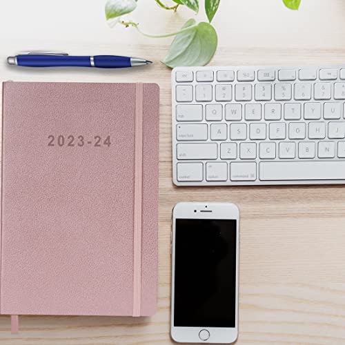 2023-2024 Academic Planner - Weekly And Monthly Planner, Holidays, Contacts And Notes Pages, Vegan Leather Cover, Elastic Closure, 5.5”X8.25”, Rose Gold #TOP7