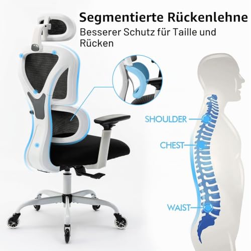 Bürostuhl, ergonomischer Bürostuhl 9070F, schwarz KERDOM, Bürostuhl, ergonomischer Bürostuhl