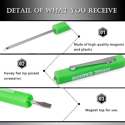 Image of Pocket Screwdriver Double End and Slotted Set Mechanical Magnetic Slotted Head with Clip, Mini Pocket Screwdrivers for Mechanics, Electricians (10Pcs, GREEN)