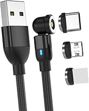 Magnetic Charging Cable, 3 in 1 USB Cable, Quick Charging, 360° + 180 Degree Rotation, Magnetic, Dustproof, Removable, Micro USB Type-C Connector, Type C, Micro USB Cable (0.5m)