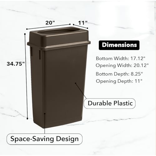 Image of 23 Gallon Slim Rectangular Garbage Can with Lid - Brown