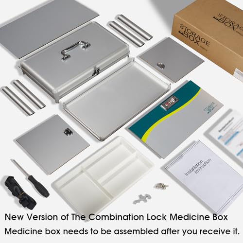 Image of Medication Combination Lock Box, Medicine Organizer Lockable Storage Boxes for Personal Items, First Aid Box Medical Box with Code Lock【Assembly Require】[14 * 8.5 * 8.5 inch] (Excluding Medicines)