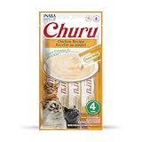 INABA Churu Lickable Purée Natural Cat Treats (Chicken Recipe, 4 Tubes)