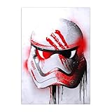 Displate Metal Poster Star Wars - Helmets Graffiti - Finn Stormtrooper Red Helmet - The Black Series - Collectible Gift - Premium Decorations Wall Art Decor Gifts Movie Posters - 12.6x17.7 in