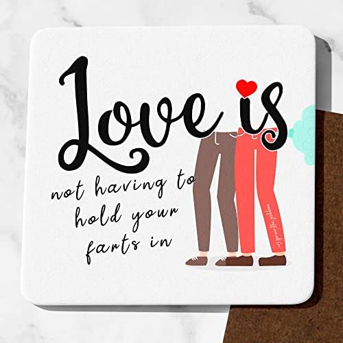 Funny Coaster Love Is, Cheeky Valentines gifts for him her Anniversaries Anniversary or Birthdays