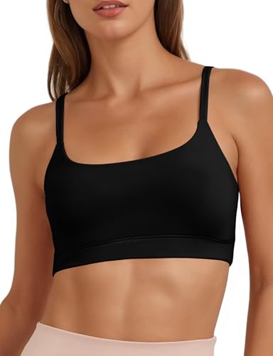 Image of Buauty Sports Bra for Women, U Neck Adjustable Spaghetti Strap Workout Bra with Removable Cups for Yoga Pilates Gym