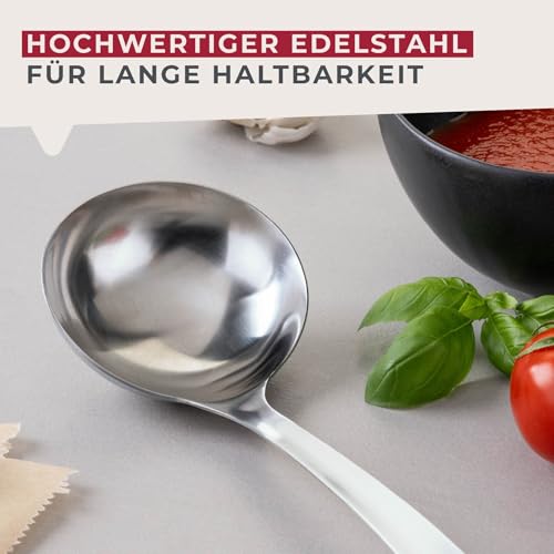 Fackelmann Schöpflöffel Essential aus Edelstahl – Perfekt für Soßen, mit Aufhängeöse, Spülmaschinengeeignet, Silber