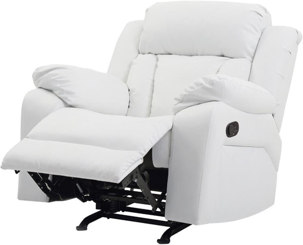 Glory Furniture Daria Faux Leather Rocker Recliner in White