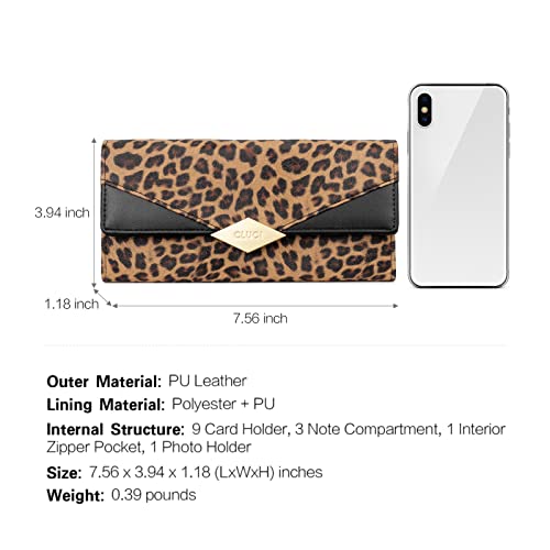 Cluci Women Wallet Soft Leather Designer Trifold Multi Card Organizer Lady Clutch Leopard Pattern #TOP2