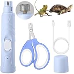 Lasnten 2 Pcs Bearded Dragon Nail Grinder with Bearded Dragon Nail Clippers Rechargeable Pet Paw Trimmer Reptile Nail File with LED Lamp Grooming Tool for Reptile Lizard Turtle Iguana Bird Hedgehog
