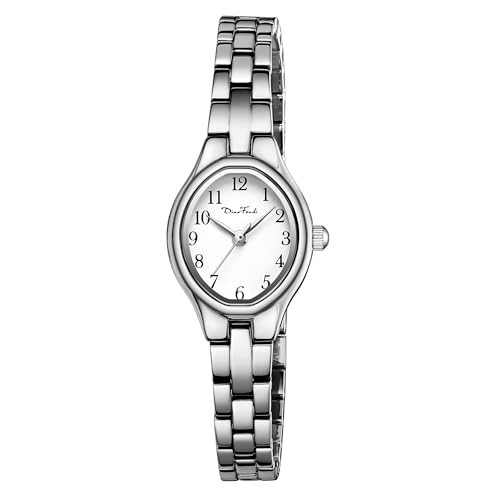 Diaofendi Small Gold Bracelet Watches Vintage Ladies Quartz Wrist Watches Stainless Steel Band,Waterproof. (Silver Shell-White)