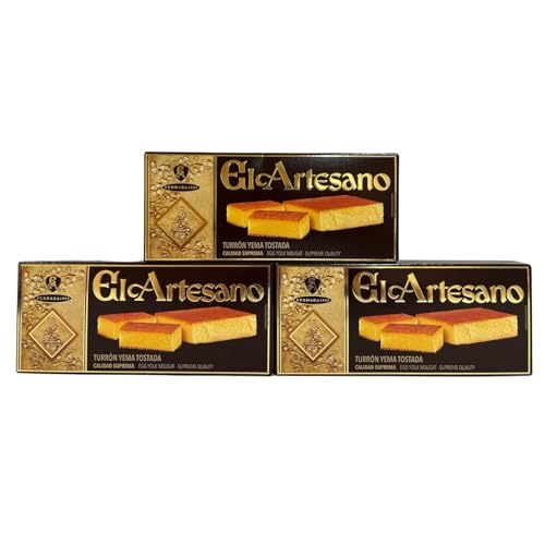 El Artesano - Turrón Calidad Suprema con Azucar (3 Uds Turrón de Yema Tostada)