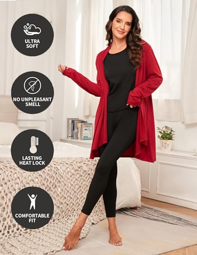 Thermal Underwear for Women Set Long Johns Fleece Lined Soft Cold Weather Warm Base Layer Winter Pajamas Top Bottom4
