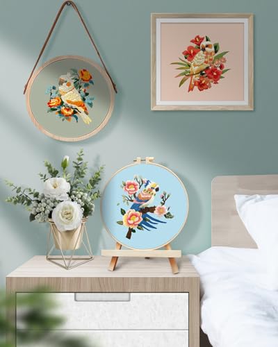 Image of TINDTOP Embroidery Kit for Adult, Parrot Embroidery Stitch Practice kit | Include Embroidery Cloth Hoops Threads for Craft Lover Hand Stitch