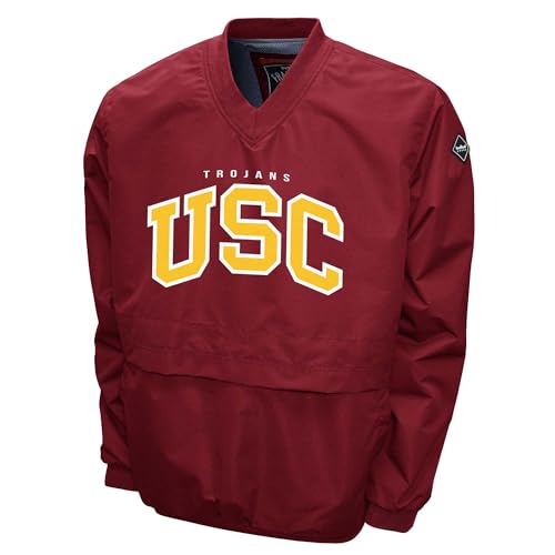 2Bhip NCAA USC Trojans Adult Lightweight V-Neck Windbreaker Wind Shirt Pullover Jacket For Men