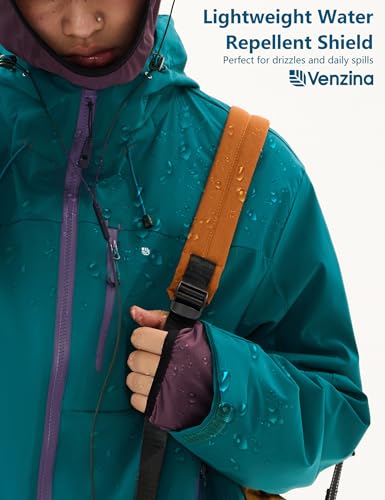 Image of Venzina Men's Waterproof Rain Jacket-Lightweight Windbreaker with Color Block Design, Breathable for Urban Outdoor, Daily Commuting I Fashion Unisex Couple Jacket