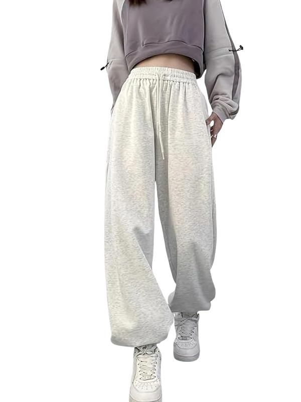Image of Imsa Moda Women's Loose Fit Track Pants - Polycotton Joggers with Elastic Waistband & Side Pockets | Lower Comfortable for Gym, Running & Casual Wear