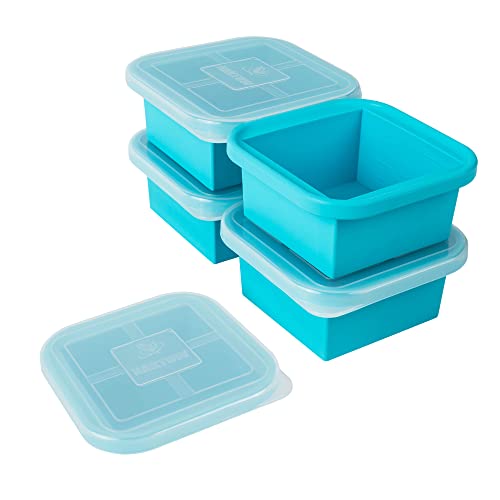 Vassoio per congelamento in silicone con coperchio, confezione da 4 contenitori per congelatore, per un perfetto congelamento, per conservare zuppe, alimenti, stufati, salse o salse, semplice e